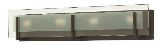 Foto para 60w Bath Latitude G-9 Clear Beveled Inside-Etched Oil Rubbed Bronze Bath Four Light