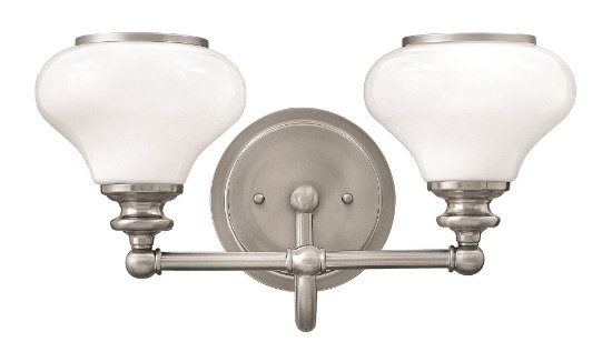 Foto para 100w Bath Ainsley MED Cased Opal Brushed Nickel Bath Two Light