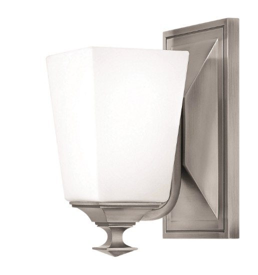 Foto para 117w Bath Baldwin INCAN. LED MED Etched Opal Antique Nickel Bath Sconce