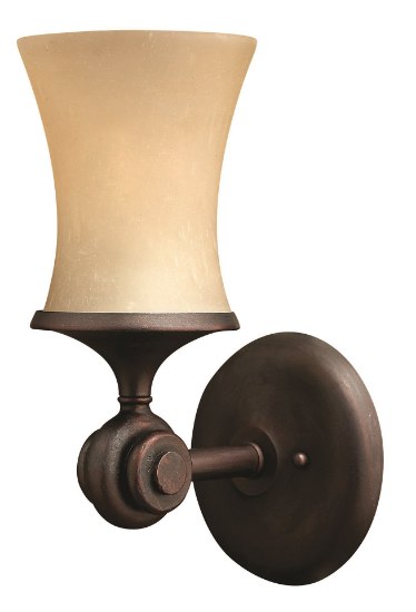 Foto para 100w Bath Thistledown MED Amber Linen Victorian Bronze Bath Sconce