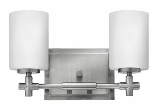 Foto para 100w Bath Laurel MED Etched Opal Brushed Nickel Bath Two Light