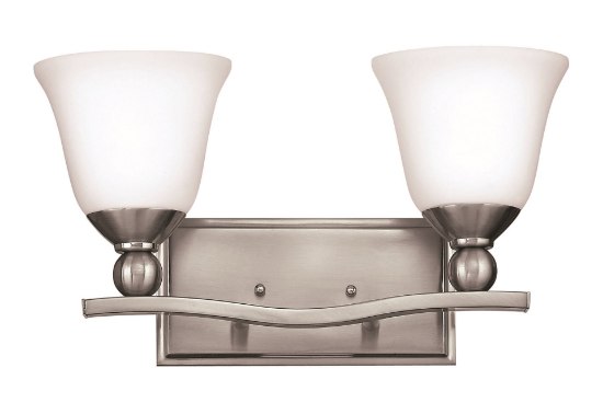 Foto para 100w Bath Bolla MED Etched Opal Brushed Nickel Bath Two Light