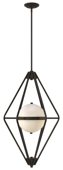 Foto para 100w Foyer Spectra MED White Etched Sphere Black* Stem Hung Foyer