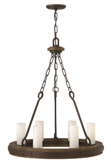 Foto para 60w Chandelier Cabot CAND Etched Opal Rustic Iron* Single Tier