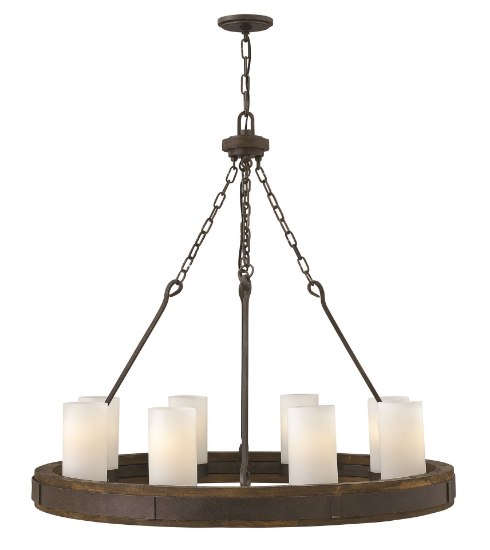 Foto para 100w Chandelier Cabot MED Etched Opal Rustic Iron* Single Tier Foyer