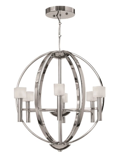 Foto para 60w Chandelier Mondo G-9 Frosted Cube-Shaped Polished Chrome* Single Tier Foyer