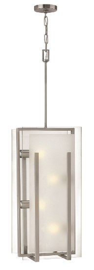 Foto para 100w Foyer Latitude MED Clear Beveled Inside-Etched Brushed Nickel* Stem Hung Foyer