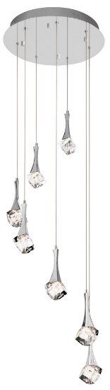 Foto para 20w Rockne Clear K9 Crystal Chrome G4 7 light spiral pendant