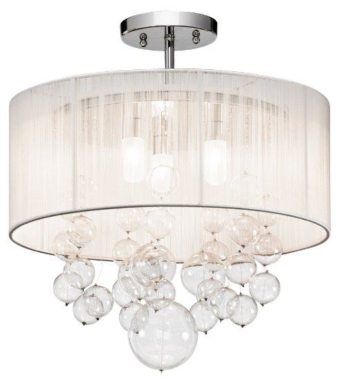 Foto para 40w Imbuia White String W/ Clear Blown Circle Glass Chrome G9 16" Semi-Flush