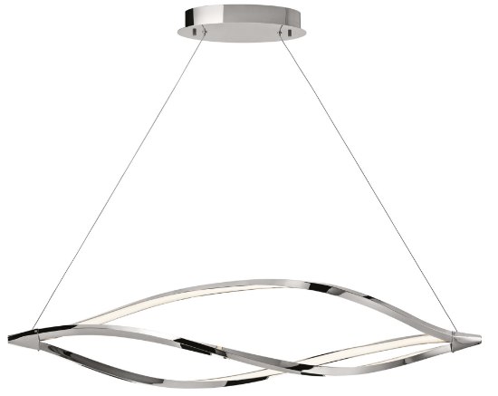 Foto para 2386lm Meridian Etched Acrylic Chrome Integrated LED 1 Head Island Pendant