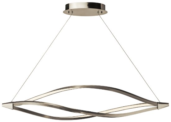 Foto para 2386lm Meridian Etched Acrylic Brushed Nickel Integrated LED 1 Head Island Pendant