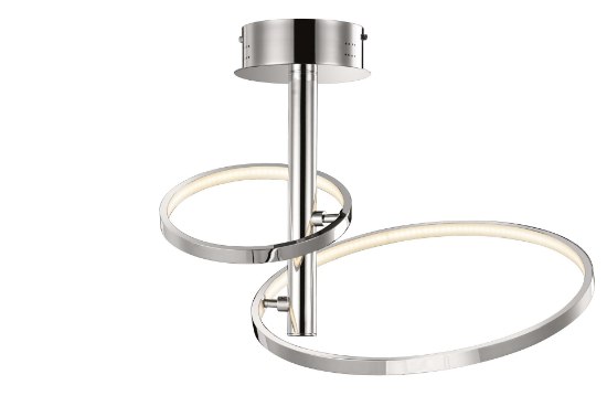 Foto para 563lm Sirkus Etched Acrylic Chrome Integrated LED cool white LED 2 ring (light) semi-flush