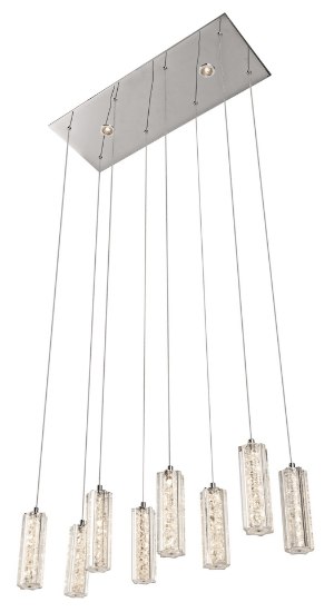 Foto para 2330lm Neruda Clear Crystal W/ Crystal Gems Chrome Integrated LED warm white LED 2 x 4 light pendant cluster