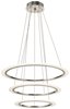 Foto para 5555lm Hyvo Matte White Acrylic Brushed Nickel Integrated LED 3 Ring LED Pendant