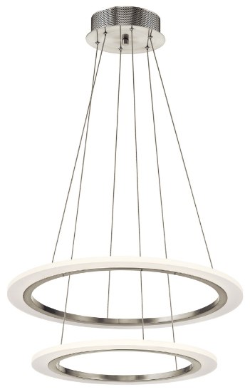 Foto para 3230lm Hyvo Matte White Acrylic Brushed Nickel Integrated LED 2 Ring LED Pendant