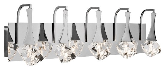 Foto para 1276lm Rockne Clear K9 Crystal Chrome Integrated LED 5 light vanity