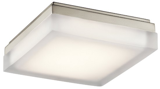 Foto para 1507lm Arston Press Glass - Painted White Inside Brushed Nickel Integrated LED 9" Square Flush