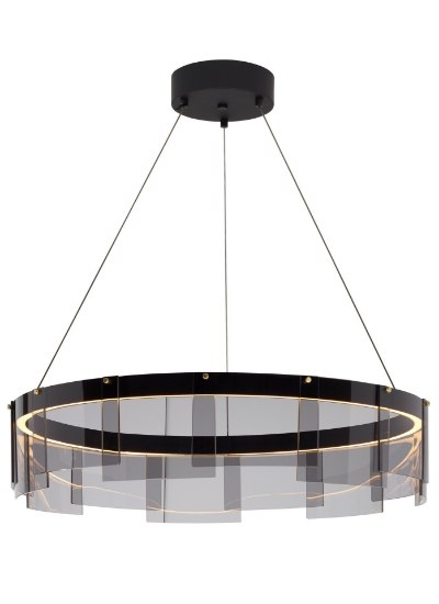 Foto para 30w 1900lm 27k 24" Stratos Smoke Black LED Chandelier