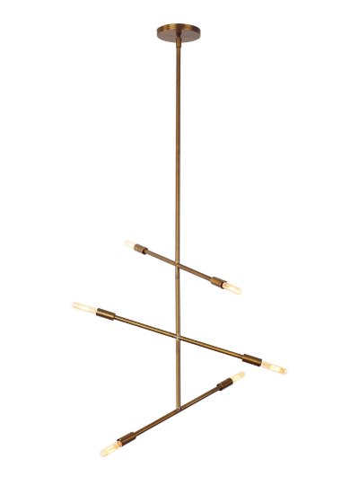 Foto para 25w Line Steel Aged Brass Candelabra Base Line Wave Chandelier ab No Lamp