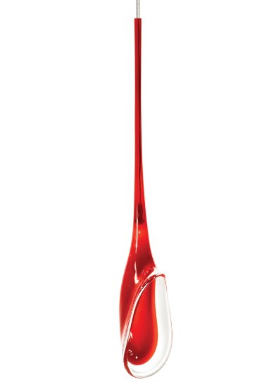 Foto para 20w Lily Satin Nickel Lily Pendant Red SN MPT