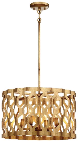 Foto para 60w SW 4 Light Pendant Pandora Gold Leaf