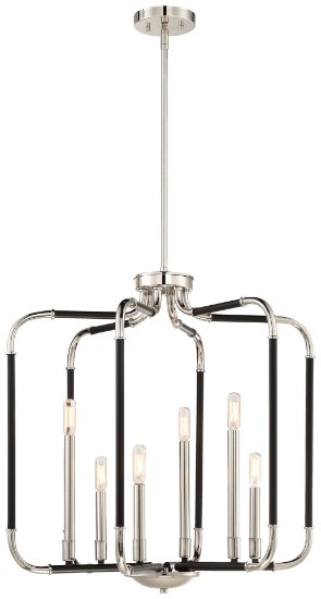 Foto para 60w SW Pendant Matte Black W/Polished Nickel