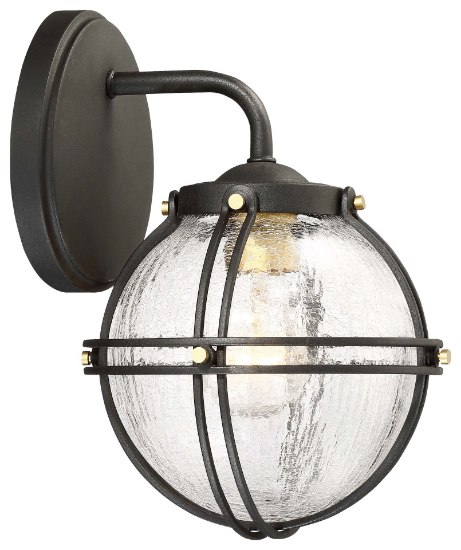 Foto para 100w SW Outdoor Wall Mount Black W/Honey Gold Highlight Clear Crackled Glass