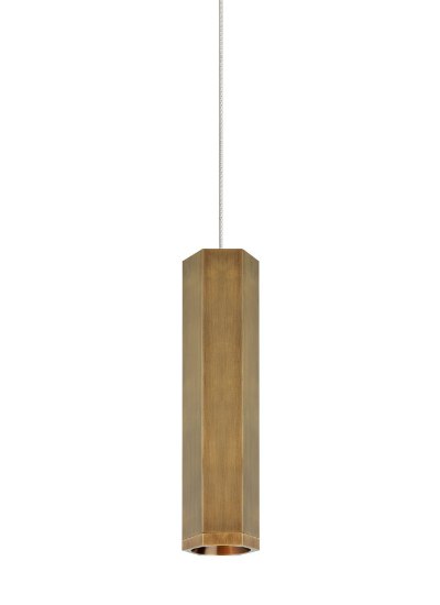 Foto para 50w Blok Aged Brass/Aged Brass Bi-Pin FJ-Blok Pendant S AB/AB