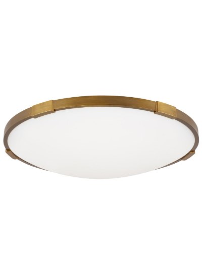 Foto para 33w Lance 27k Frosted Glass Diffuser Aged Brass 90cri Lance 18 Flush Mount 18IN AB -LED927