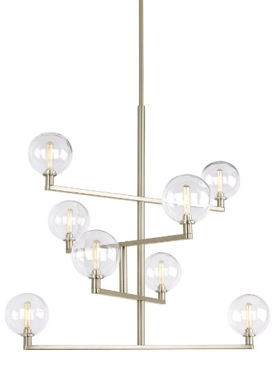 Foto para 2w Gambit 22k Transparent Glass Globe Satin Nickel E12 T6 90cri Gambit Chandelier CL SN -LED922