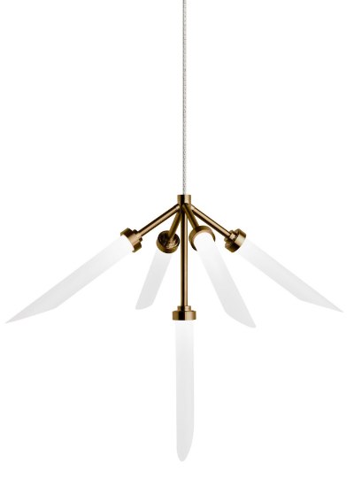 Foto para 2.5w Spur 27k Frosted Glass Flute Aged Brass 90cri MP-Spur Pendant FR AB -LED927