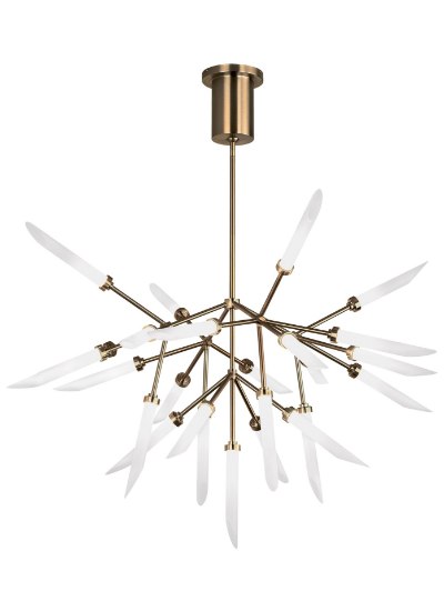 Foto para 2.6w 2285lm Spur 27k Frosted Glass Flute Aged Brass 90cri Spur Chandelier FR AB -LED927