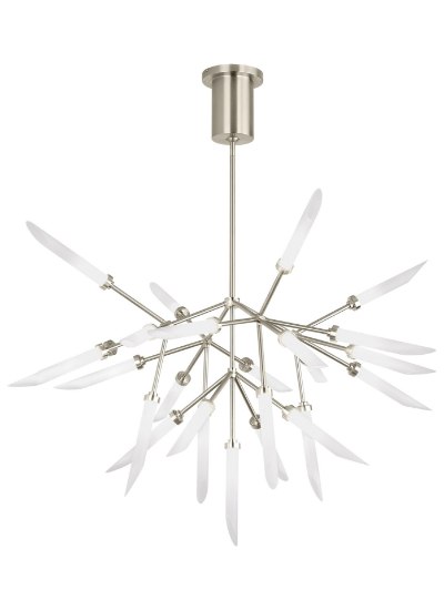 Foto para 2.6w 2285lm Spur 27k Frosted Glass Flute Satin Nickel 90cri Spur Chandelier FR SN -LED927