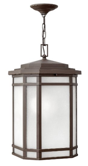 Foto para 15w Outdoor Cherry Creek LED White Linen Oil Rubbed Bronze Hanging