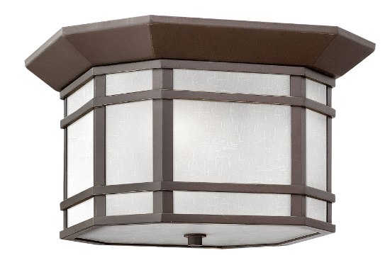 Foto para 32w Outdoor Cherry Creek LED White Linen Oil Rubbed Bronze Flush Mount