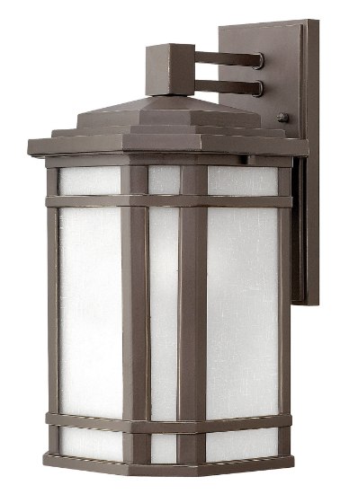 Foto para 75w Outdoor Cherry Creek MED White Linen Oil Rubbed Bronze Medium Wall Mount