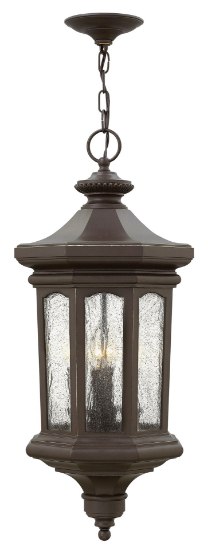 Foto para 5w Outdoor Raley CAND. LED Clear Seedy Glass Panels Oil Rubbed Bronze Hanging