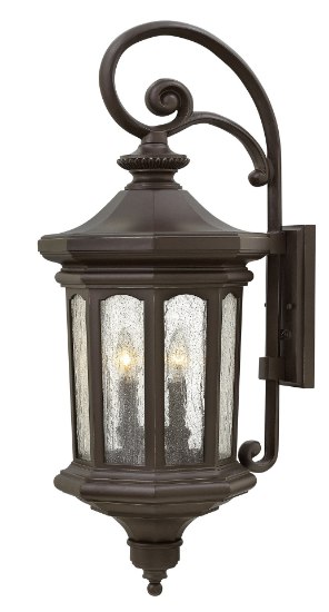 Foto para 5w Outdoor Raley CAND. LED Clear Seedy Glass Panels Oil Rubbed Bronze Large Wall Mount