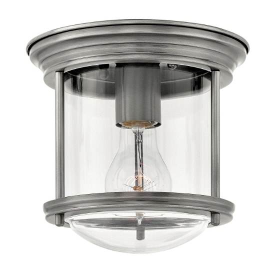 Foto para 100w Foyer Hadley MED Clear Antique Nickel Flush Mount