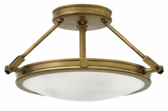 Foto para 15w Foyer Collier LED Etched Opal Heritage Brass Semi-flush Mount