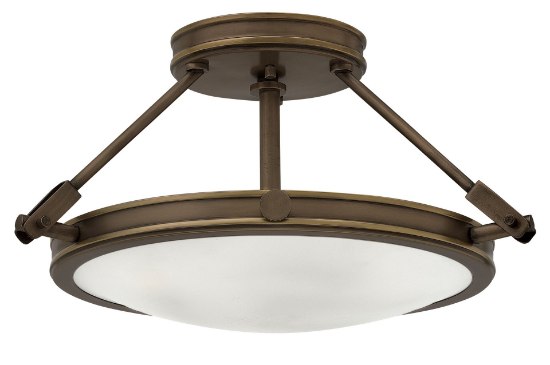 Foto para 15w Foyer Collier LED Etched Opal Light Oiled Bronze Semi-flush Mount