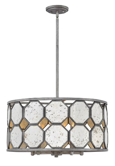 Foto para 60w Chandelier Lara CAND Antique Mirror Brushed Silver Single Tier Drum