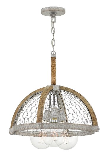 Foto para 100w Chandelier Heywood MED Weathered Zinc Single Tier