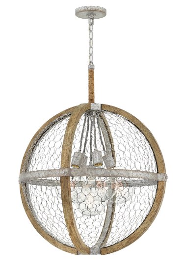 Foto para 100w Chandelier Heywood MED Weathered Zinc Single Tier