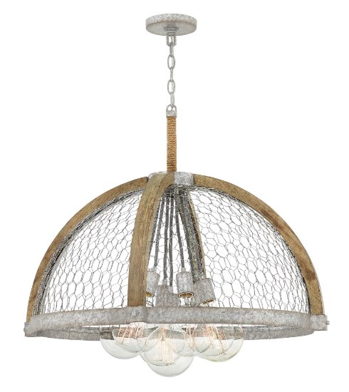 Foto para 100w Chandelier Heywood MED Weathered Zinc Single Tier