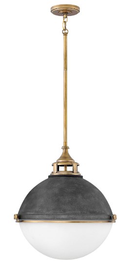 Foto para 100w Chandelier Fletcher MED Etched Opal Aged Zinc Single Tier Pendant