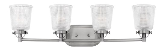 Foto para 100w Bath Bennett MED Clear Holophane Polished Antique Nickel Bath Four Light