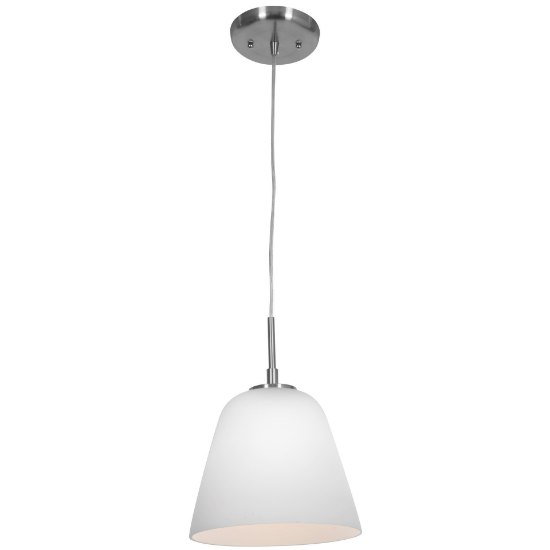 Foto para 60w Aire E-26 A-19 Incandescent Dry Location Brushed Steel Opal Silk Glass Pendant