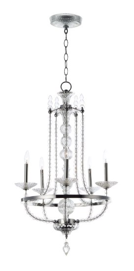 Foto para Paris 5-Light Chandelier PN Clear Glass CA Incandescent (OA HT 44.5"-82.5") (CAN 6"x6"x1.75")36" Chain