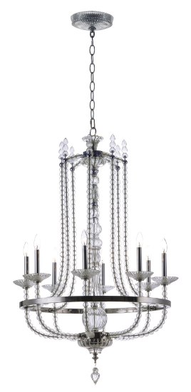 Foto para Paris 8-Light Chandelier PN Clear Glass CA Incandescent (OA HT 54.25"-92.5") (CAN 6"x6"x1.75")36" Chain